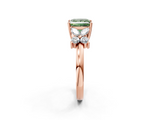 Rose gold Fancy Green Princess  Diamond Floral Cluster Ring with Solitaire Band and Prong Setting_2