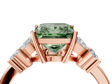 Rose gold Fancy Green Princess  Diamond Floral Cluster Ring with Solitaire Band and Prong Setting_4