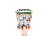 Rose gold Fancy Green Princess  Diamond Floral Cluster Ring with Solitaire Band and Prong Setting_5