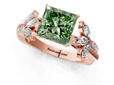 Rose gold Fancy Green Princess  Diamond Floral Vine Solitaire Engagement Ring_1