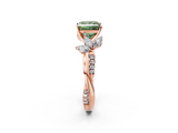 Rose gold Fancy Green Princess  Diamond Floral Vine Solitaire Engagement Ring_2