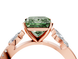 Rose gold Fancy Green Princess  Diamond Floral Vine Solitaire Engagement Ring_4