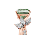 Rose gold Fancy Green Princess  Diamond Floral Vine Solitaire Engagement Ring_5