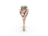 Rose gold Fancy Green Princess  Diamond Halo Ring with Marquise and Pavé Band in Prong Setting_2