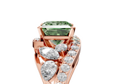 Rose gold Fancy Green Princess  Diamond Halo Ring with Marquise and Pavé Band in Prong Setting_5