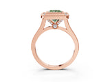Rose gold Fancy Green Princess  Diamond Halo Ring with Milgrain Frame and Pavé Band 3