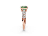 Rose gold Fancy Green Princess  Diamond Pavé Band Solitaire Ring with Four-Prong Setting_31