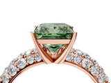 Rose gold Fancy Green Princess  Diamond Pavé Band Solitaire Ring with Four-Prong Setting_33