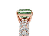 Rose gold Fancy Green Princess  Diamond Pavé Band Solitaire Ring with Four-Prong Setting_34