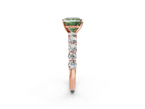 Rose gold Fancy Green Princess  Diamond Pavé Band Solitaire with Four-Prong Setting_2