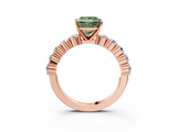 Rose gold Fancy Green Princess  Diamond Pavé Band Solitaire with Four-Prong Setting_3