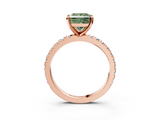 Rose gold Fancy Green Princess  Diamond Pavé Band Solitaire with Four-Prong Setting_3