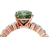 Rose gold Fancy Green Princess  Diamond Pavé Band Solitaire with Four-Prong Setting_4