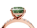 Rose gold Fancy Green Princess  Diamond Pavé Band Solitaire with Four-Prong Setting_4