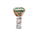Rose gold Fancy Green Princess  Diamond Pavé Band Solitaire with Four-Prong Setting_5