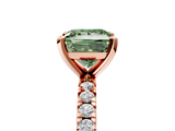 Rose gold Fancy Green Princess  Diamond Pavé Band Solitaire with Four-Prong Setting_5