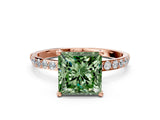 Rose gold Fancy Green Princess  Diamond Pavé Band with Six-Prong Setting_27
