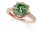 Rose gold Fancy Green Princess  Diamond Pave Band with Floral Prong Setting_28