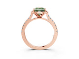 Rose gold Fancy Green Princess  Diamond Pave Band with Floral Prong Setting_30