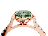 Rose gold Fancy Green Princess  Diamond Pave Band with Floral Prong Setting_31