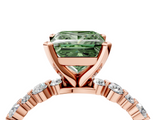 Rose gold Fancy Green Princess  Diamond Prong Set Engagement Ring with Pave Band_4