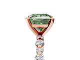 Rose gold Fancy Green Princess  Diamond Prong Set Engagement Ring with Pave Band_5