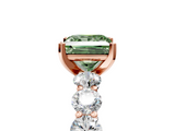 Rose gold Fancy Green Princess  Diamond Prong Setting with Side Stones on a Pave Band_5