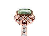 Rose gold Fancy Green Princess  Diamond Solitaire Ring with Shared Prong Pavé Band_21