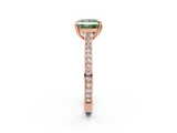 Rose gold Fancy Green Princess  Diamond Solitaire with Pave Band and Six-Prong Setting_2