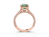 Rose gold Fancy Green Princess  Diamond Solitaire with Pave Band and Six-Prong Setting_3