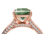 Rose gold Fancy Green Princess  Diamond Solitaire with Pave Band and Six-Prong Setting_4