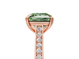 Rose gold Fancy Green Princess  Diamond Solitaire with Pave Band and Six-Prong Setting_5
