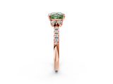 Rose gold Fancy Green Princess  Diamond Three-Stone Pave Band with Four-Prong Setting_2