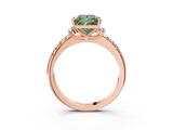 Rose gold Fancy Green Princess  Diamond Three-Stone Pave Band with Four-Prong Setting_3