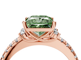 Rose gold Fancy Green Princess  Diamond Three-Stone Pave Band with Four-Prong Setting_4