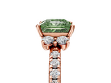 Rose gold Fancy Green Princess  Diamond Three-Stone Pave Band with Four-Prong Setting_5