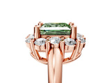 Rose gold Fancy Green Princess  Halo Cluster Diamond Engagement Ring with Prong Setting and Polished Band_25