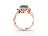 Rose gold Fancy Green Princess  Halo Cluster Diamond Engagement Ring with Solitaire Band and Prong Setting_50