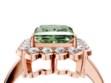 Rose gold Fancy Green Princess  Halo Cluster Diamond Engagement Ring with Solitaire Band and Prong Setting_51