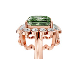 Rose gold Fancy Green Princess  Halo Cluster Diamond Engagement Ring with Solitaire Band and Prong Setting_52