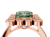 Rose gold Fancy Green Princess  Halo Diamond Cluster Engagement Ring with Milgrain Bezel Setting and Solitaire Band_43