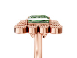 Rose gold Fancy Green Princess  Halo Diamond Cluster Engagement Ring with Milgrain Bezel Setting and Solitaire Band_44