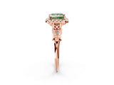 Rose gold Fancy Green Princess  Halo Diamond Engagement Ring with Filigree Band and Four-Prong Setting_83