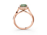 Rose gold Fancy Green Princess  Halo Diamond Engagement Ring with Filigree Band and Four-Prong Setting_84