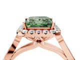 Rose gold Fancy Green Princess  Halo Diamond Engagement Ring with Filigree Band and Four-Prong Setting_85