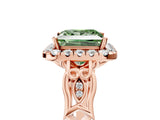 Rose gold Fancy Green Princess  Halo Diamond Engagement Ring with Filigree Band and Four-Prong Setting_86