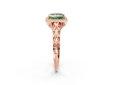 Rose gold Fancy Green Princess  Halo Diamond Engagement Ring with Intricate Filigree Band and Four-Prong Setting_2