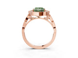 Rose gold Fancy Green Princess  Halo Diamond Engagement Ring with Milgrain Band and Four-Prong Setting_19