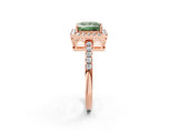 Rose gold Fancy Green Princess  Halo Diamond Engagement Ring with Pavé Band and Four-Prong Setting_89