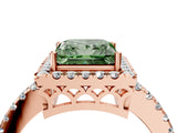 Rose gold Fancy Green Princess  Halo Diamond Engagement Ring with Pavé Band and Four-Prong Setting_91
